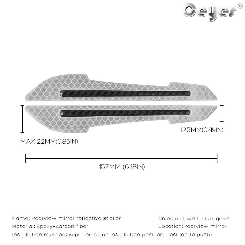 Decorations Car Rearview Mirror Anti-collision Warning Strip Car Reflective Warning Stickers Car Reflective Strips: white