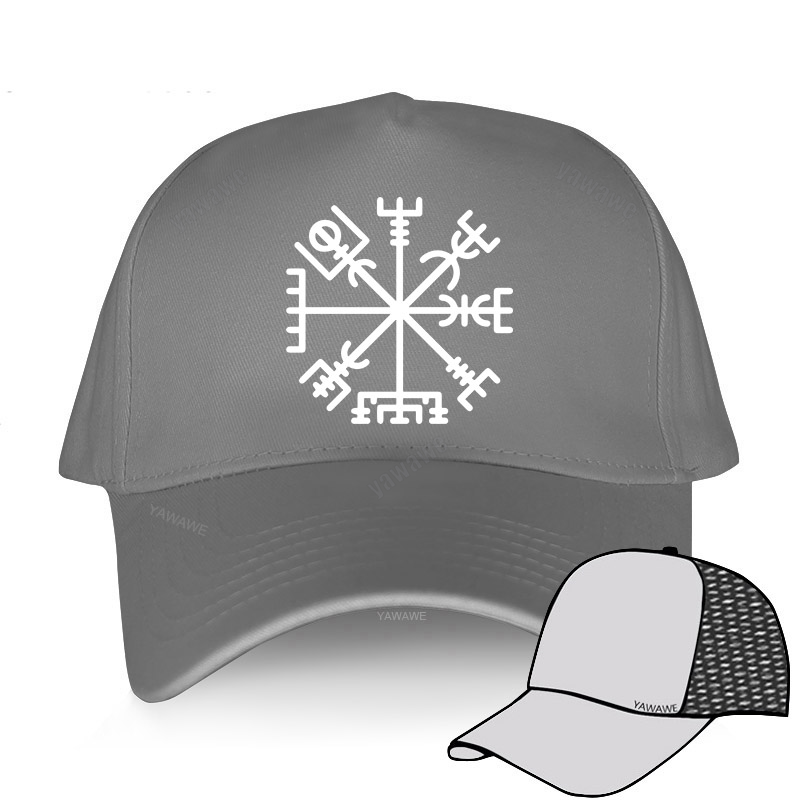 Marchio di moda Vegvisir Futhark Runes Navigator Vegvisir Viking Compass berretto da Baseball uomo donna cappelli snapback Hip-Hop regolabili: grey