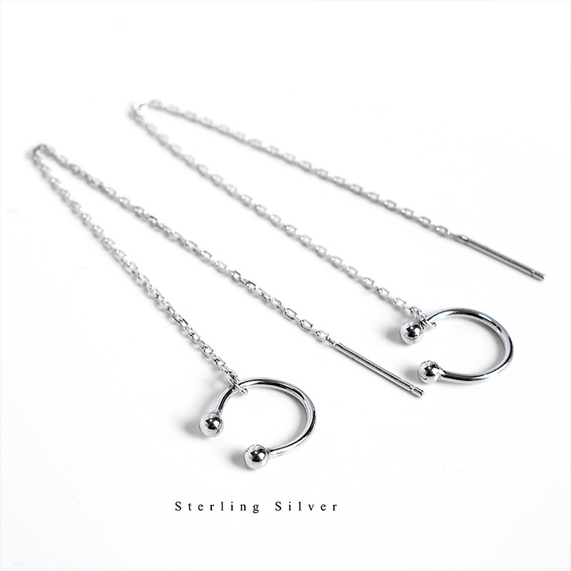 Neue Lange Quasten Ohrring Schwarz Joker Vertraglich Metall Ball Ohrringe Frauen Temperament Schmuck: 304