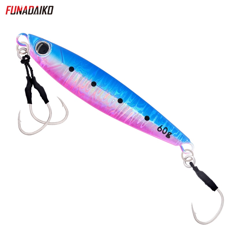 FUNADAIKO 5pcs/lot fishing jig Metal jig Jigging lure slow jig fishing jig lure micro jig 20g 30g 40g 60g jig with assist hook