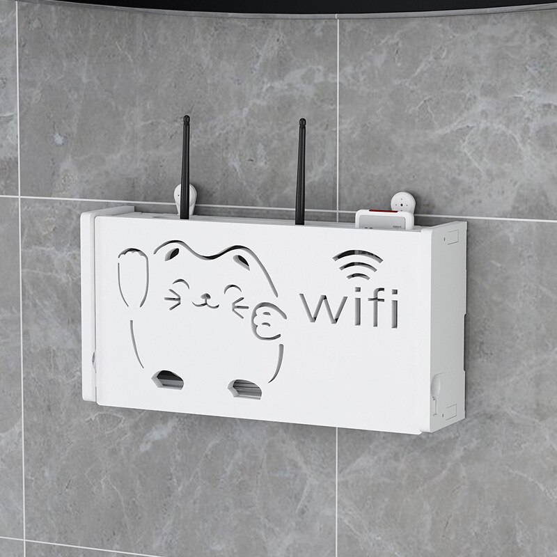 Étagère murale multifonction pour routeur Wifi, boîte de rangement pour alimentation de câble et support de fil, boîte de support de prise en bois et en plastique, bacs