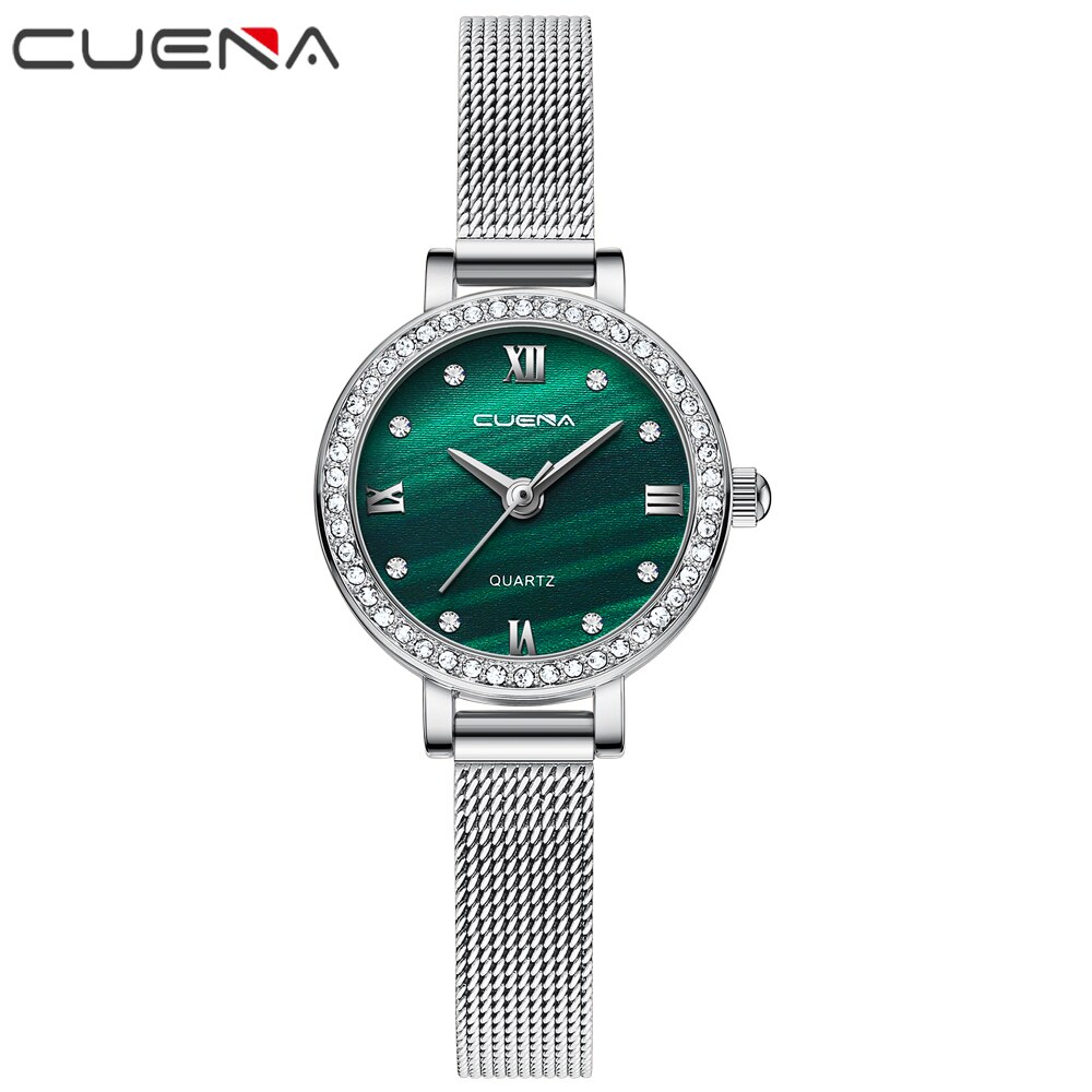 CUENA-Reloj de lujo con correa de malla para mujer, pulsera femenina, de superior