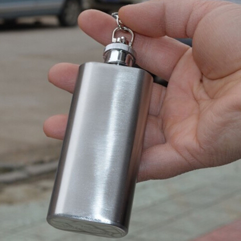 2oz Mini Stainless Steel Hip Flask Alcohol Flagon Portable with Keychain Funnel dropshiping