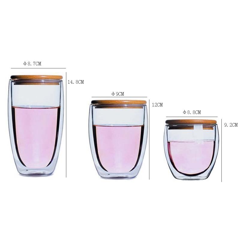 Wärme Beständig Glas Tasse Doppel Wand Coffe Becher Borosilikatglas Bier Becher 80/150/250/350/400ML Wasser Tasse Transparent Drink
