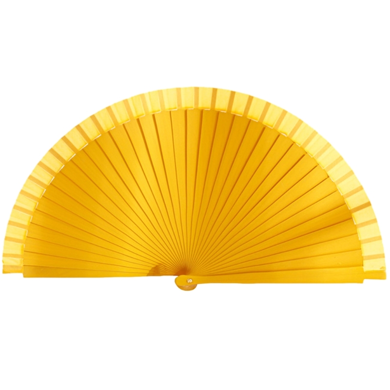 Abanico K1MF, abanico mano madera clásico y moderno, abanico plegable Color sólido español para bodas y: YELLOW