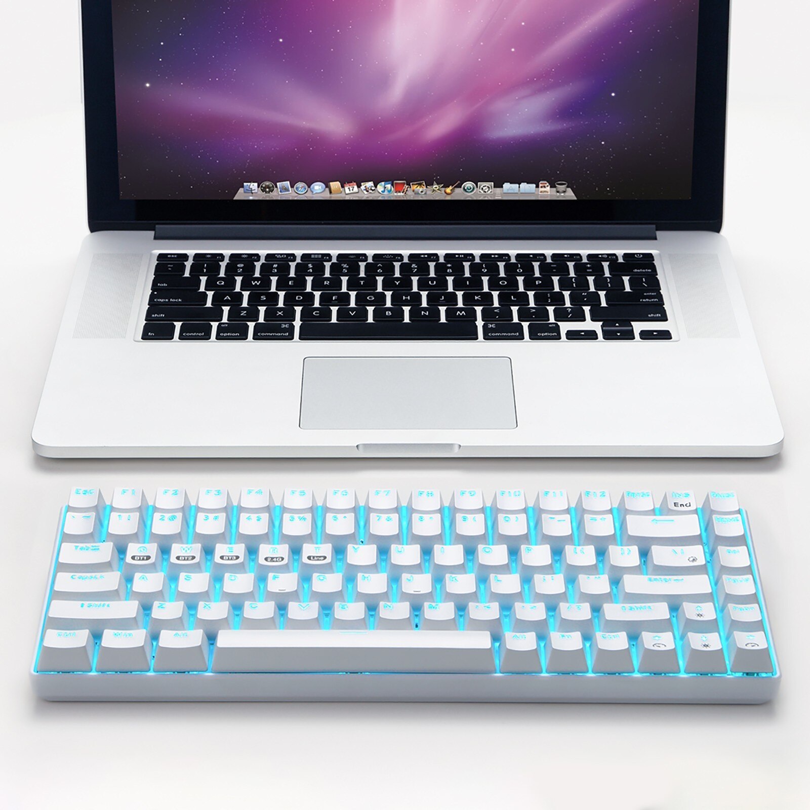 XM-RF84 Mechanical Keyboard 84-Key Bluetooth 5.0 And USB C Multi Device 3 Mode RGB Backlight 3000mAh Wireless And Wired Keyboard