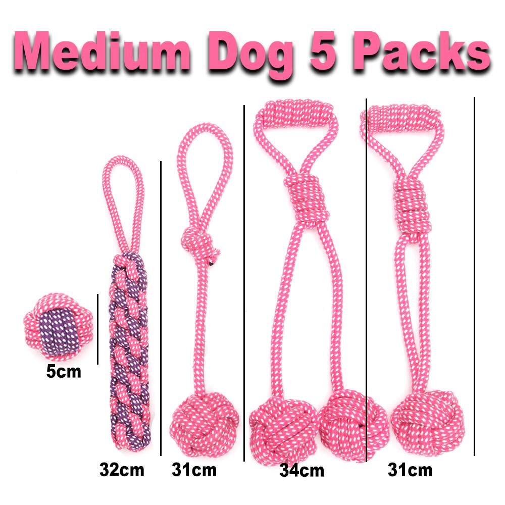6 paquetes de cuerda de algodón perro de juguete del animal doméstico juguete de perro pequeño limpios los dientes de perro pelota para masticar juguete para perros pequeños perros cachorro interactivo Durable: Red Chew Toy