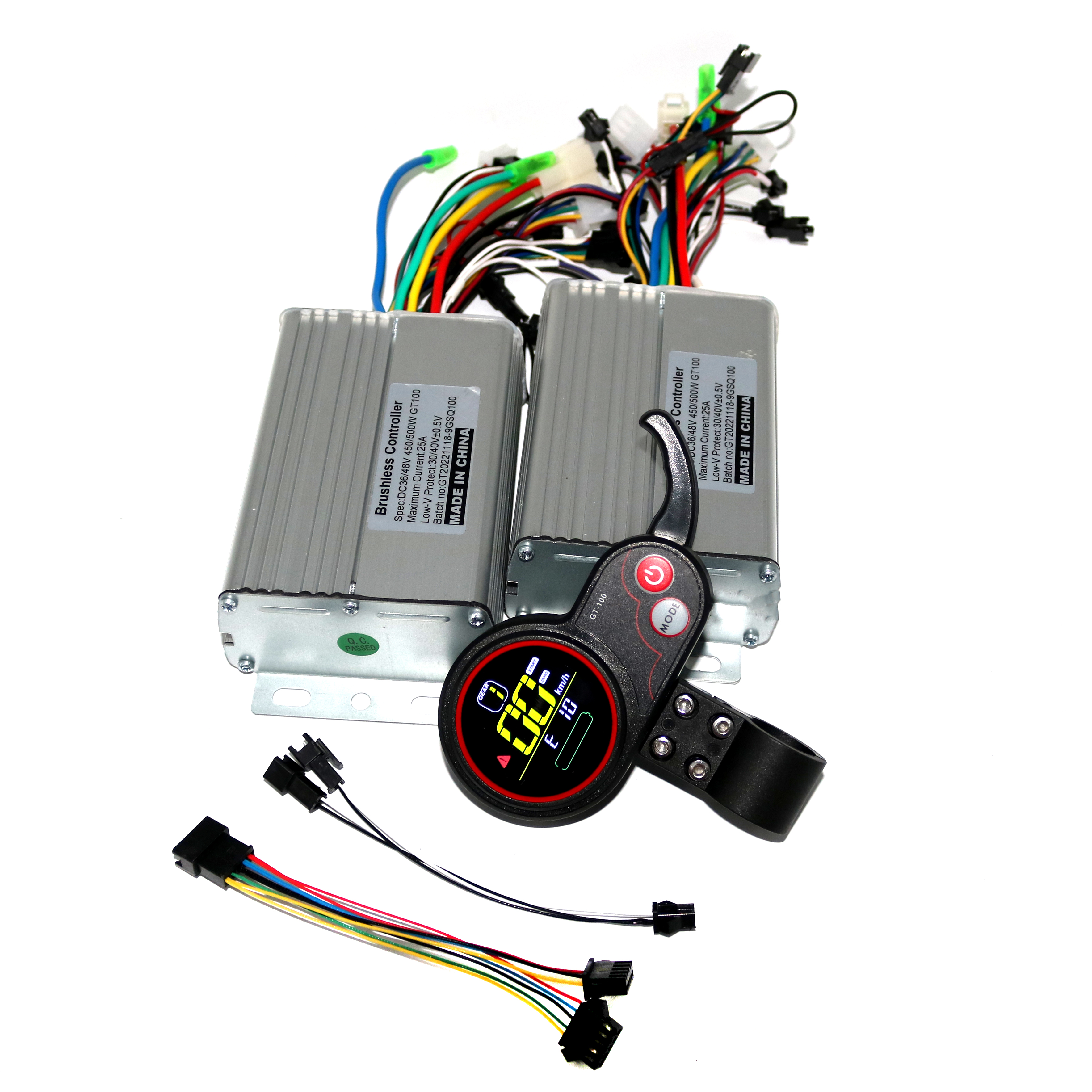 Dual stick 36/48/60V 450/500W BLDC Elektrische roller controller E-bike 2 stücke bürstenlosen geschwindigkeit fahrer und 1 Stücke LCD Display ein satz: Hellgrau