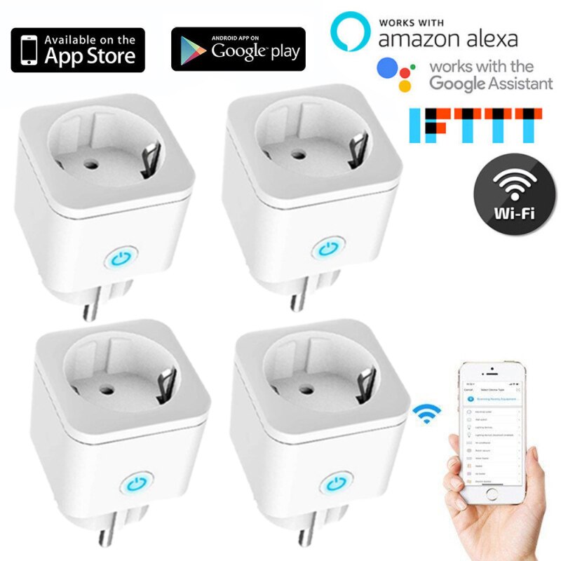 Smart Plug WiFi Socket 16A Power Monitor Timing Function SmartLife Voice Control Work With Alexa Google Assistant 100-240V: 4pcs