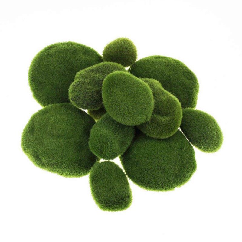 Piedras de musgo artificiales decorativas, piedras de cobertura de musgo verde de imitación, 20 unidades, 2 tamaños