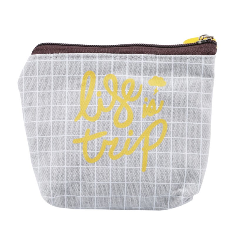 Schattige canvas dames handtassen blauw roze geel grijs 4 stijl college wind stof sleutel portemonnee glimlach dag: Grijs