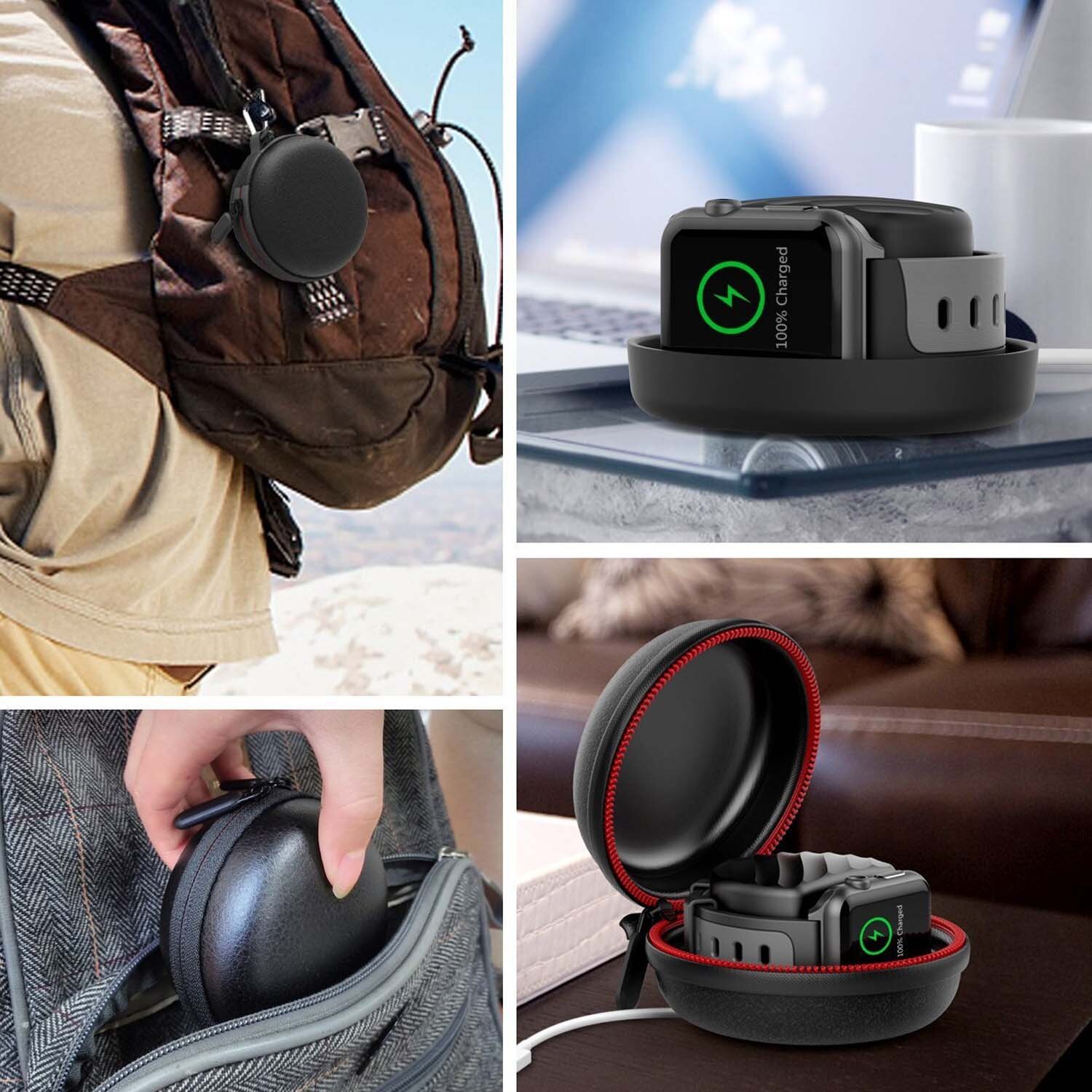 Besegad EVA Dragen Beschermende Doos Opladen Houder Dock Pouch Bag Cases voor Apple Horloge iWatch Serie 1 2 3 4 38-44mm Gadgets