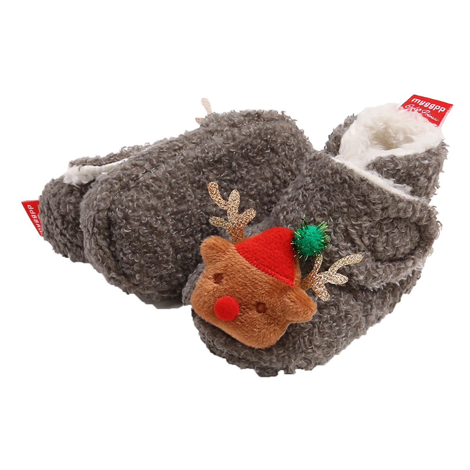 Merry Christmas Party Baby Girls Boys Booties Lovely Winter Warm Cartoon Pattern Fleece Slippers Anti-Slip Newborn Crib Shoes