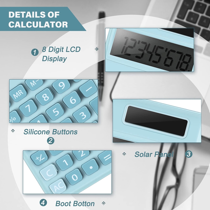 3Pcs Mini Calculator Pocket Size Calculator Electric Digital Desktop Calculator with 8-Digit LCD Display