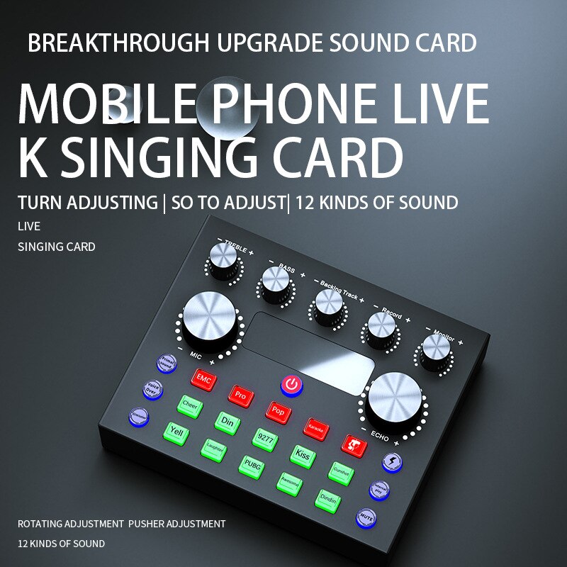 Conjunto de tarjeta de sonido para DJ, micrófono condensador mezclador de Audio, soporte USB, Karaoke, OKKTV, grabación en vivo, V8S, BM800