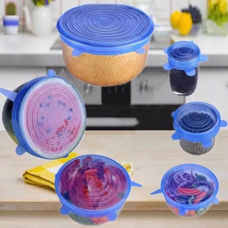 Cooking Pot Lid 6pcs/Lot Universal Silicone Suction Lid-bowl Pan Stretch Lids Silicone Pan Cooking Parts Spill Stopper Cover