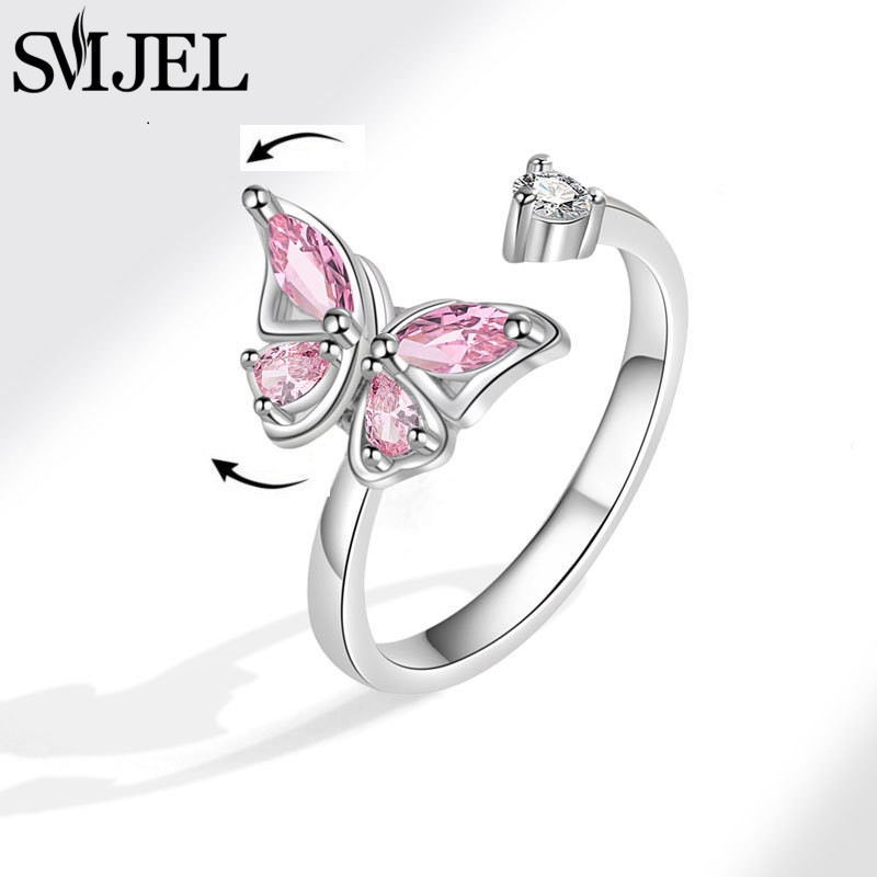 Sunflower Anxiety Ring Fidget Spinner Rings for Women Cute Butterfly Hummingbird Charms Finger Ring Anti Stress Rotate: ROYAL BLUE