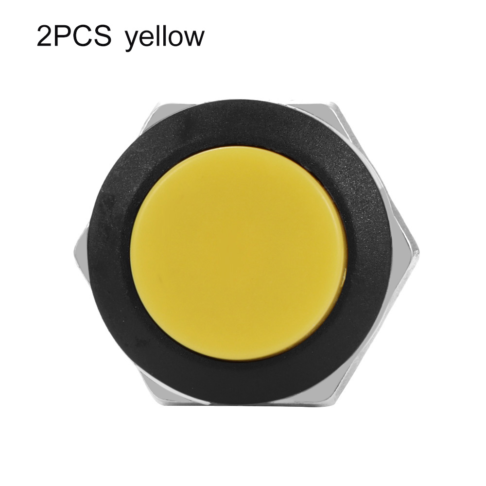 2PCS Mini Starter switch Round Momentary On/Off Push Buttons Horn Switch Automobile Interior Accessories AC 125V 6A/250V 3A Car: Yellow