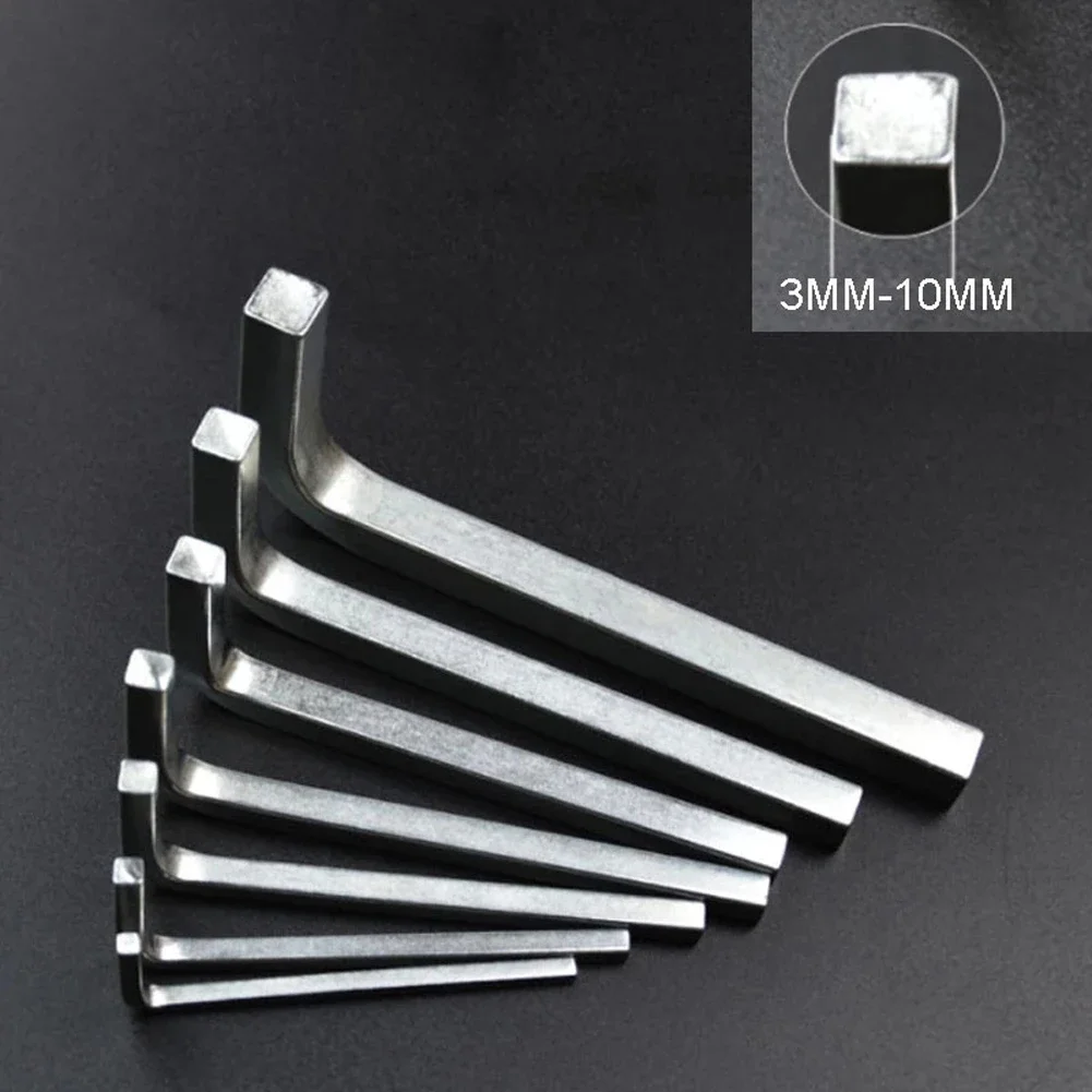 Llave de cabeza cuadrada en forma de L de 3-10mm, llave cuadrada de 4 puntos, llave de acero al cromo vanadio, destornillador para apretar los tornillos cuadrados