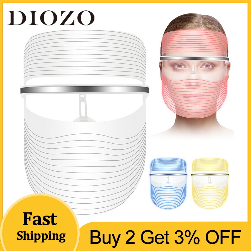 DIOZO Light 3 Colors Led Facial Mask Women Face Beauty Face Care Led Mask Therapy Light Whitening Firming Skin Wrinkle Removal
