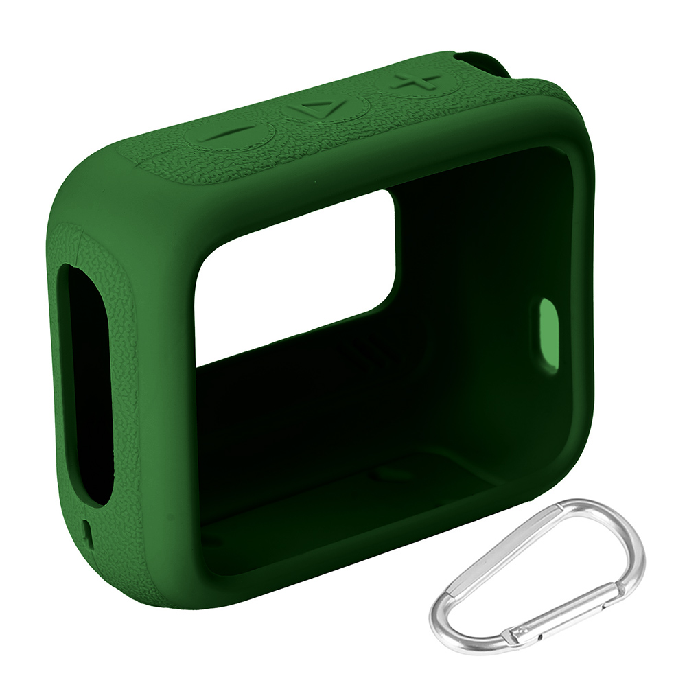 Luidspreker siliconen hoes Anti-kras beschermhoes met karabijnhaak Reisdraagtas voor JBL GO 4-draagbare BT-luidspreker: green