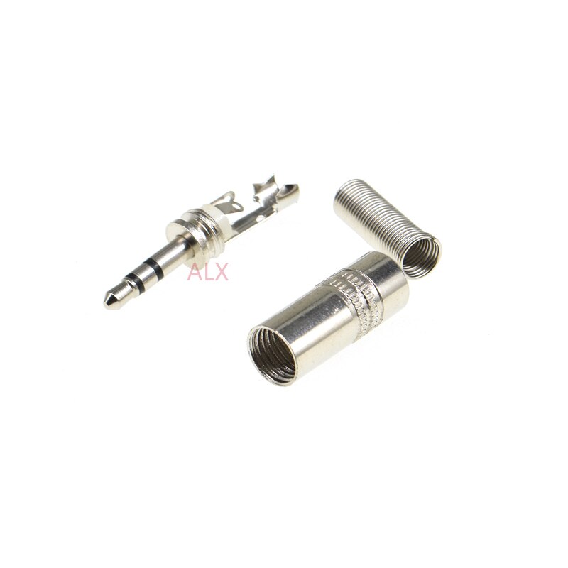 5pcs 3.5mm 3-Pole Stereo Metal Plug Connector 3.5 Plug & Jack Adapter With Soldering Wire Terminals 3.5mm Stereo Plug