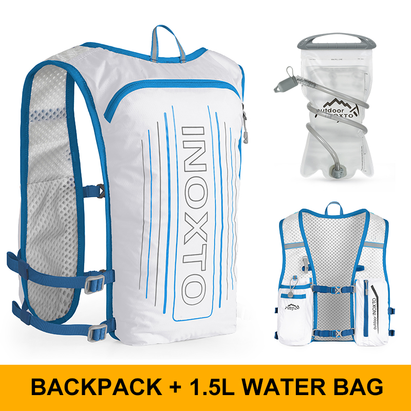 Reflektierende Weste für Damen und Herren, verstellbarer Brustgurt, Lauf-Trinkweste, leichter reflektierender Trinkrucksack, su: Silberfarbe