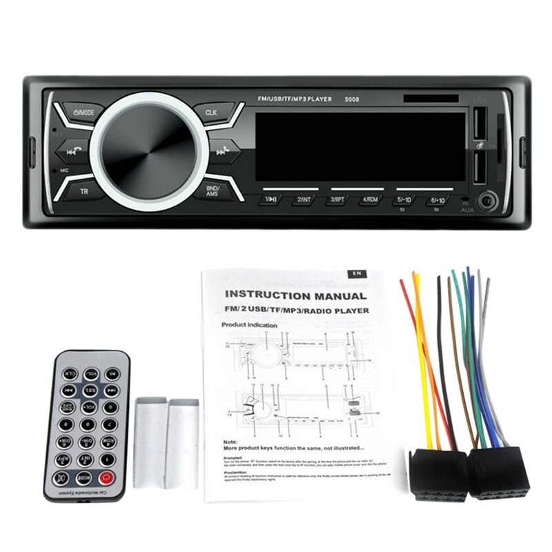 Auto Stereo Audio Bluetooth In-Dash Fm Aux Ingang Ontvanger Tf 2 Usb Mp3 Speler