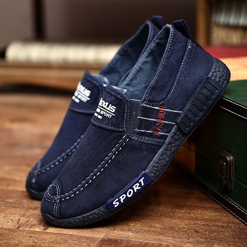 En schoenen denim heren casual schoenen sneakers man canvas schoenen ademende loafers herenschoenen krasovki volwassen schoenen: Blauw / 42