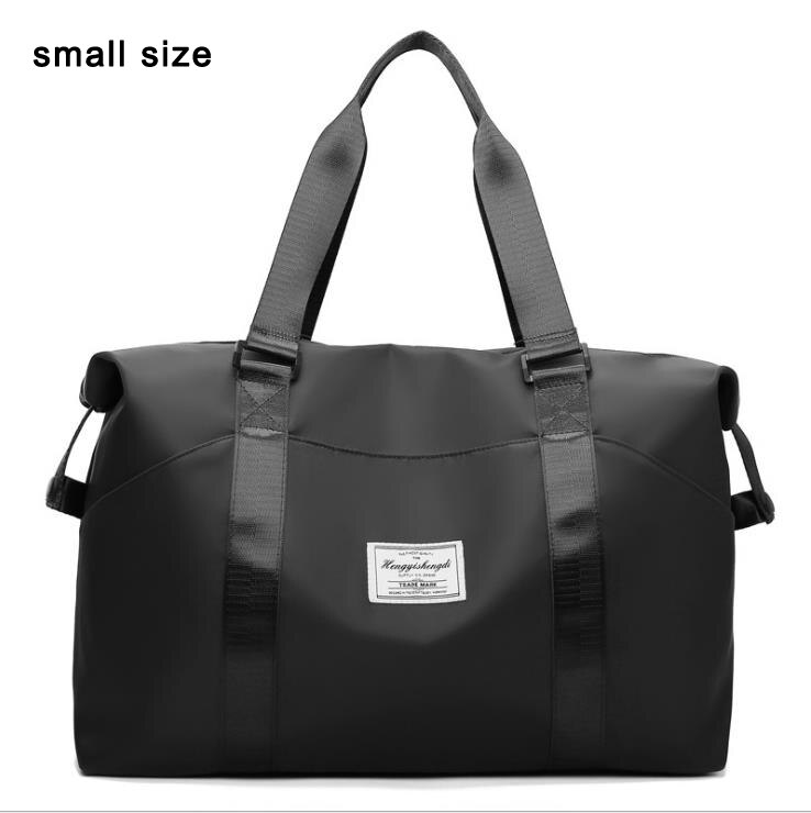 Unissex náilon bolsa de viagem de grande capacidade de mão dos homens pacote de bagagem de armazenamento organizador duffle sacos weekender durante a noite saco: black small