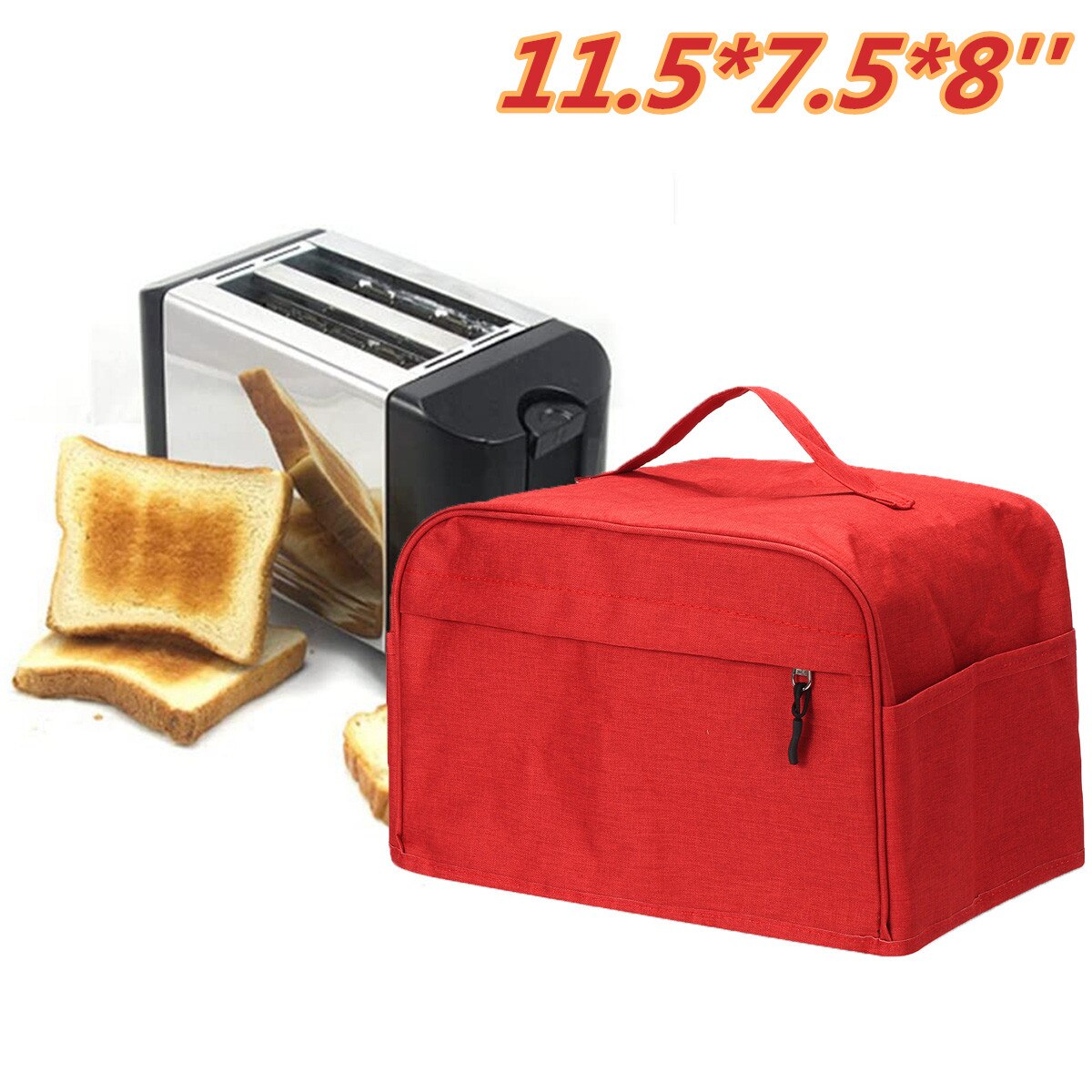 2 or 4 skive brødrister dækning toast maskindæksel bakeware polyester betræk beskytter støvtæt køkken rent værktøj husstand: 11.5 x 7.5 x 8 tommer rød