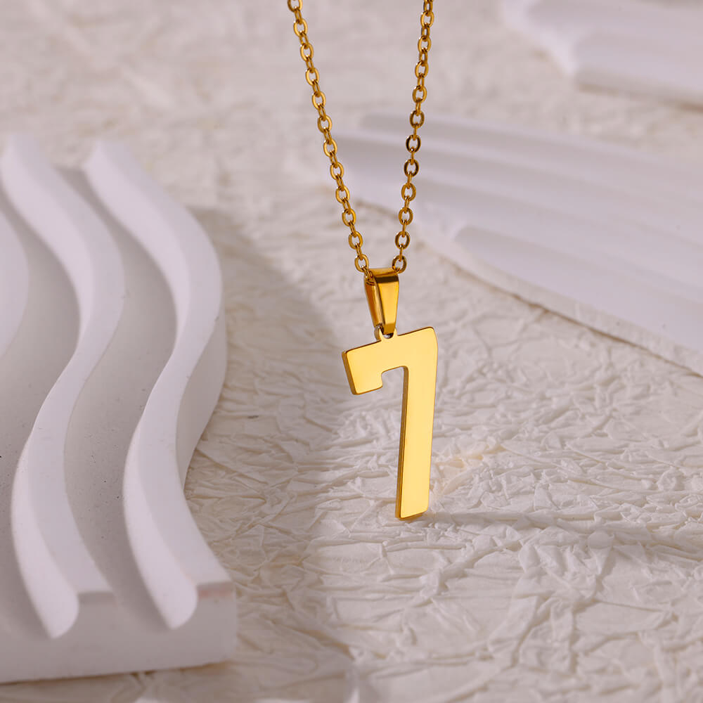 Digitale anhengskjeder for kvinner gullfarget figurnummerhalskjede kragebenkjede premium rustfritt stål smykker krage