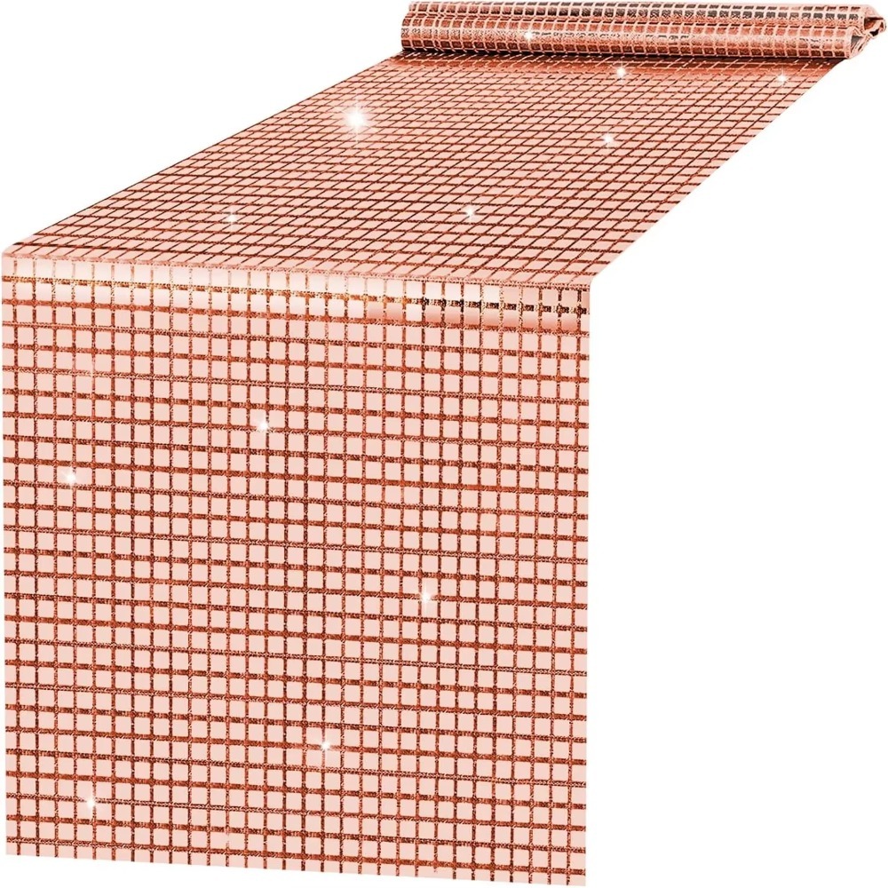 Glänsande glitter disco bordslöpare paljett europeisk stil bordsduk spegelduk jul: Orange