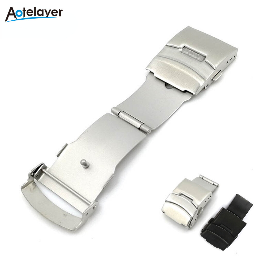16Mm 18Mm 20Mm 22Mm 24Mm Roestvrij Staal Horloge Band Pin Gesp Voor Horloge Opvouwbare Gesp Dubbelpers Zilveren Horloge Accessoires