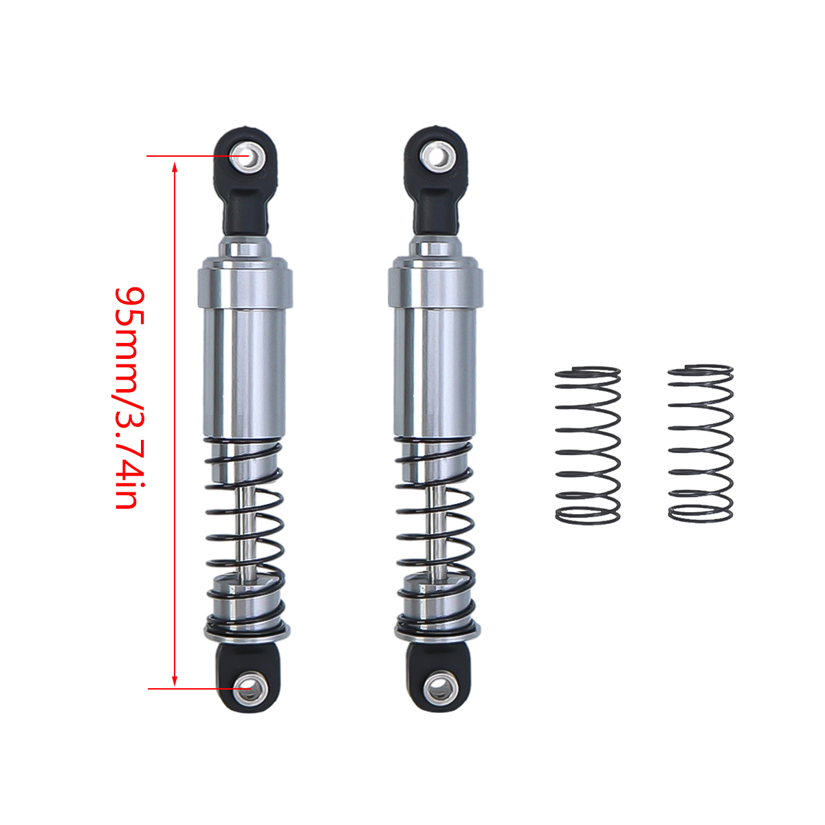 Aluminum Big Bore Shocks With Oil Filled 75mm 85mm 95mm 105mm 115mm For 1/10 RC Crawler LCG Cheater Rigs Capra SCX10 90046 TRX4: Red