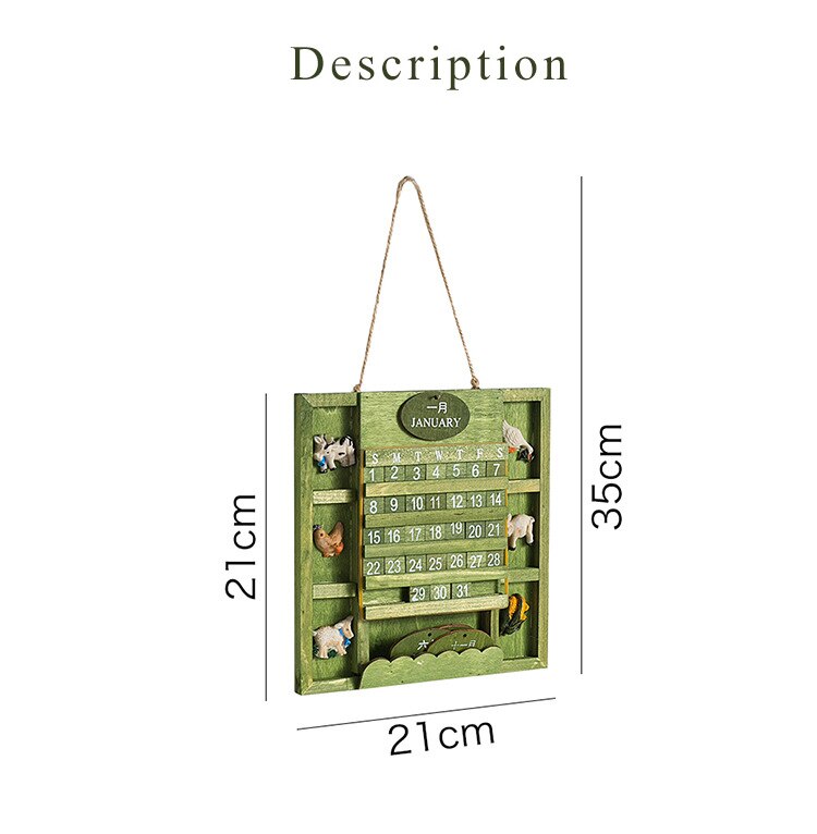 Mediterranean Style Mini Wooden Calendar Wall Hanging Calendar Decoration Desk Calendar Shop Office Home Decoration