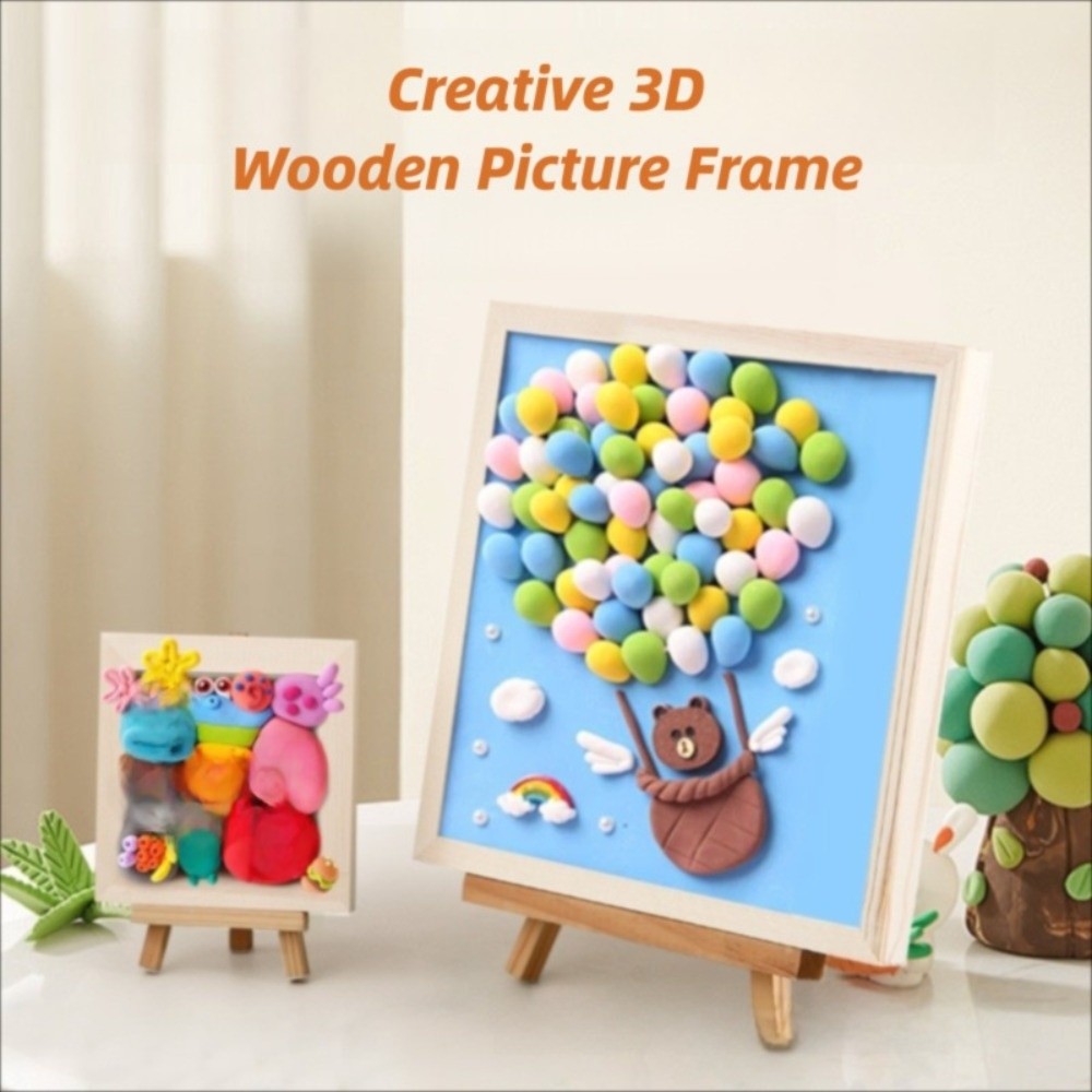 Kids Wooden Blank Clay Frame Multi Size DIY Wooden Photo Holder Party Decor Creartive Picture Frame Children's Handcraft