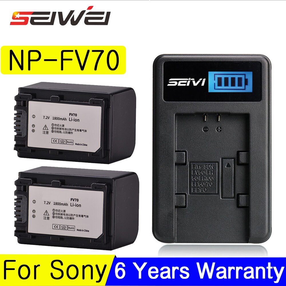 Camera Battery and USB Charger Set - 1800mAh NP-FV70 Battery for Sony HDR-CX Series