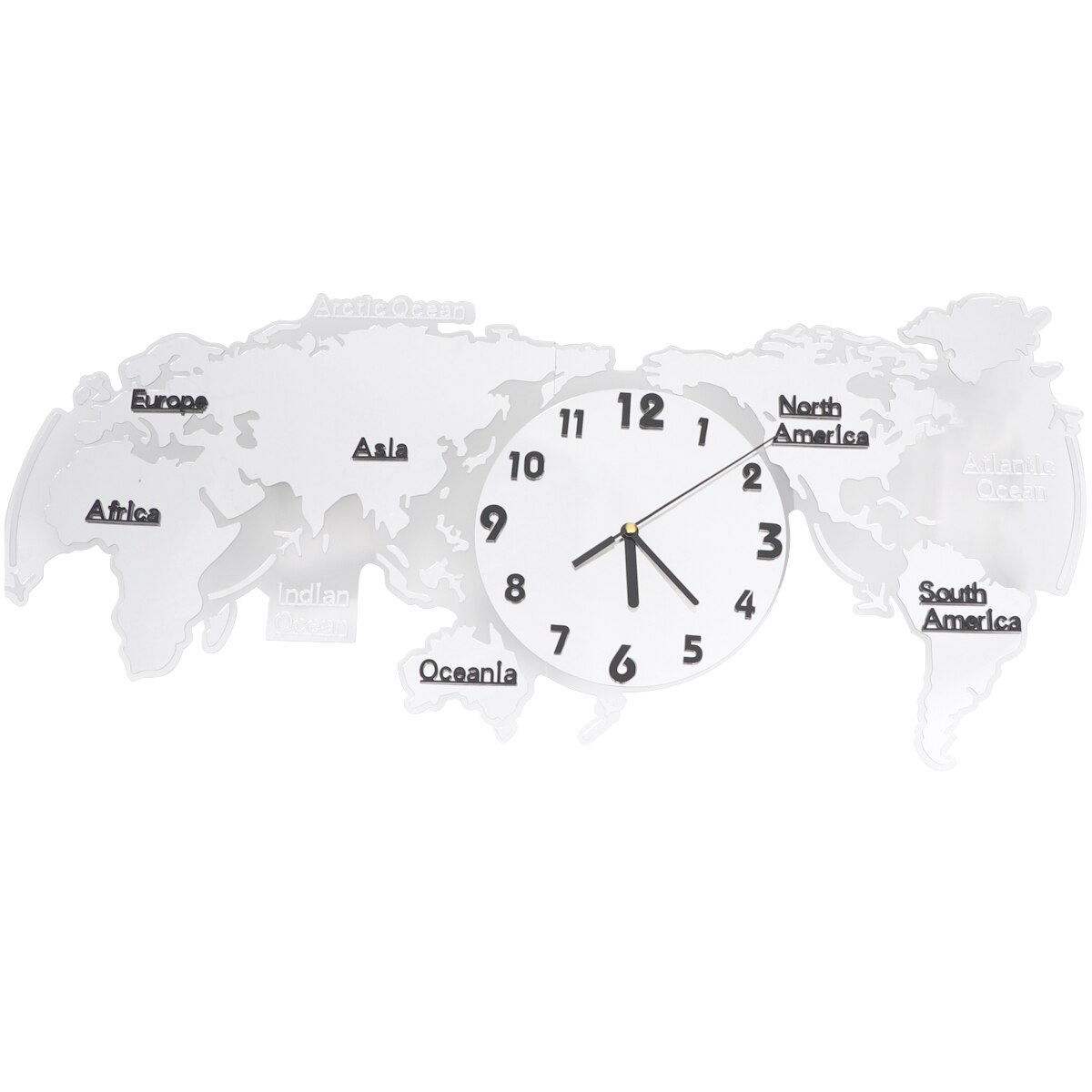 1pc Silent World Map Wall Clock Decorative Home Living Room Bedroom: White / 80X45cm
