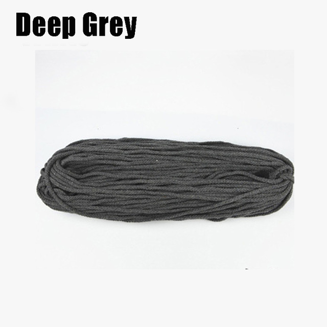 5mm*100 yards färgglad vit bomullssnöre naturlig beige tvinnad sladd rep hantverk makramesnöre gör-det-själv hemdekorationsmaterial: Djupgrå