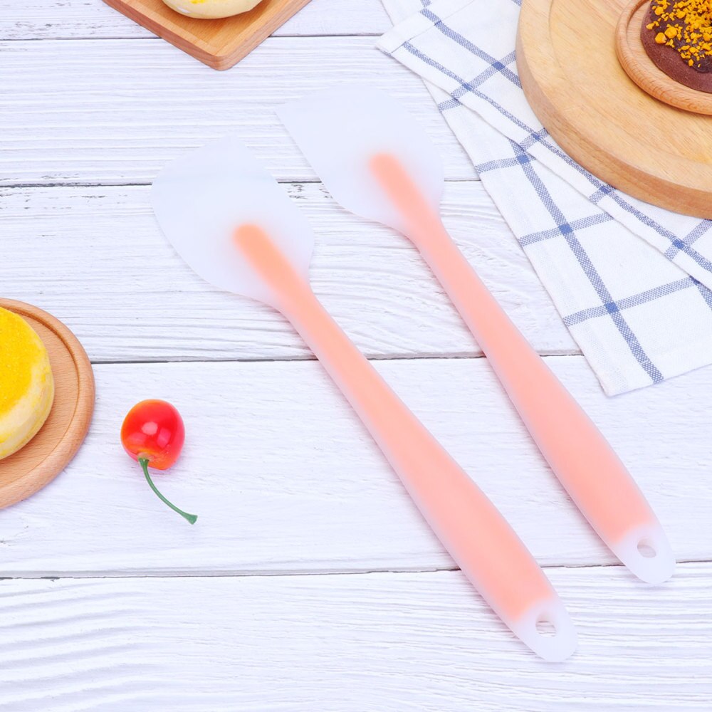 2pcs Silicone Cream Scraper Large Size Silicone Scraper Translucent Cream Scraper Cake Spatula Baking Tools for Home Restaurant(: Orange