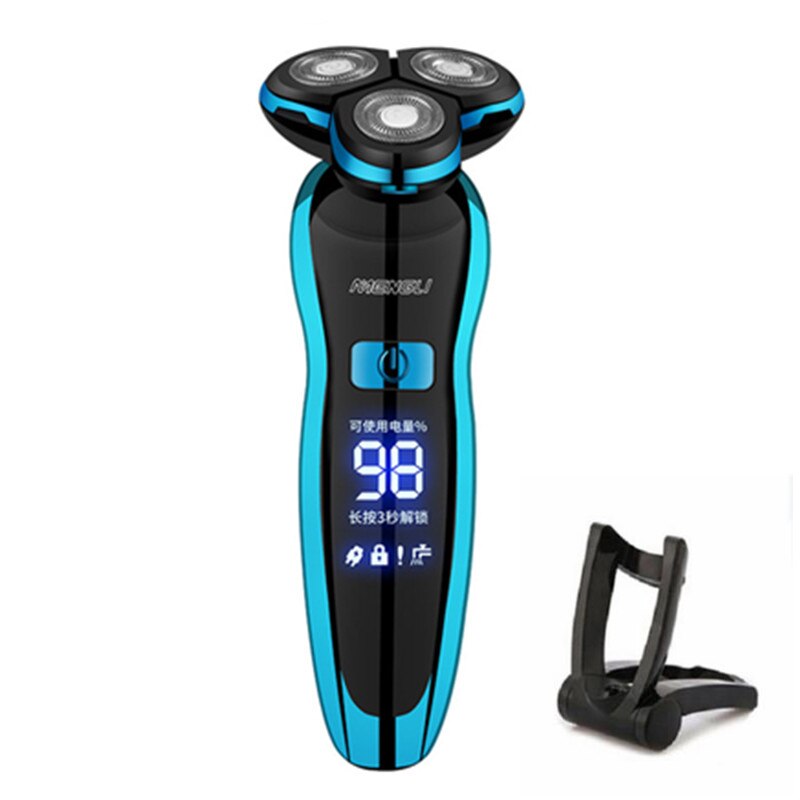 Elektrische Rasiermesser Elektrische Rasierer Wiederaufladbare Rasieren Maschine für Männer Bart Rasierer Nass-Trockenen Dual Verwenden Wasser nachweisen LCD Anzeige: ZN8508-Blau 01