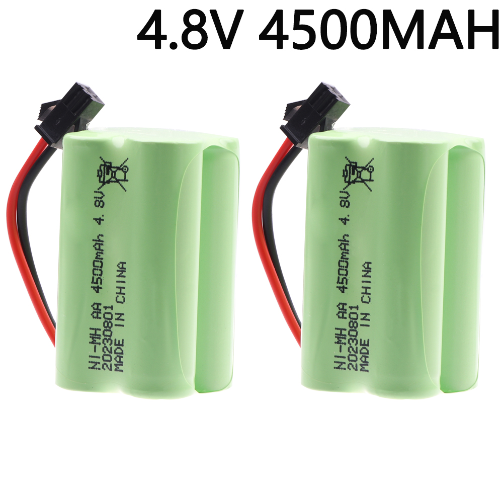 Batería NiMH de 4,8 V y 4500mah para juguetes a control remoto, batería recargable de 4 x AA, para coches, tanques, Robots, barcos, pistolas, 4,8 V y 3000MAH: Negro