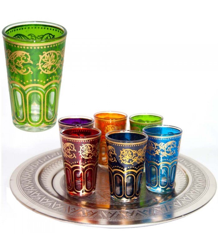 Juego 6 Vasos Arabes - Mano de Fátima - Multicolor - Modelo 2