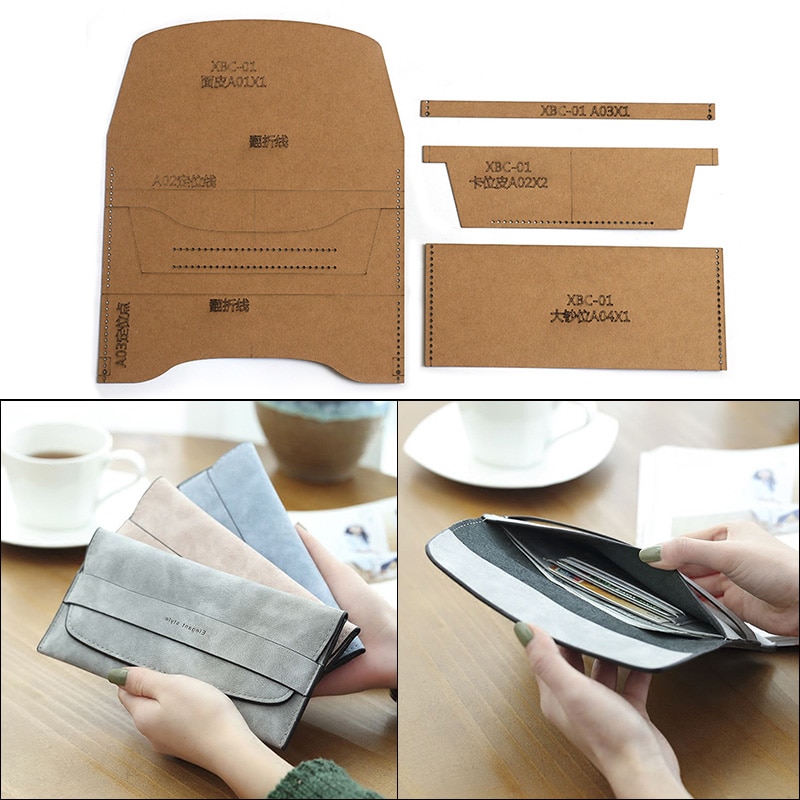 1Set DIY Kraft Paper Template Cute Men's and Women's clutches Leather Craft Pattern DIY Stencil Sewing Pattern