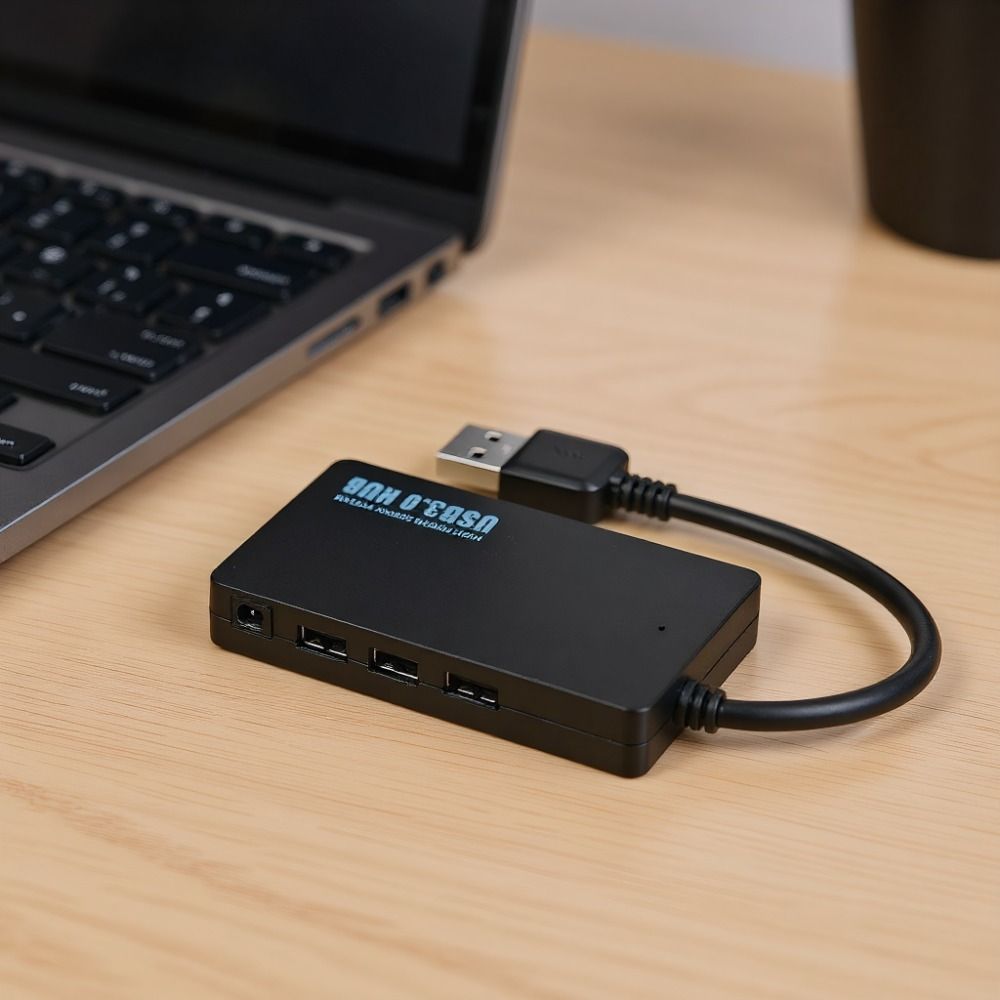 Hub USB3.0 Multifuncional com 4 Portas 5Gbps Plug and Play, Divisor USB de Alta Velocidade Preto para Laptop e Desktop