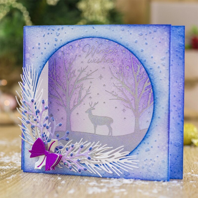 Adornos para árbol de Navidad hojas redondas copo de nieve Doodle Foil placas para DIY Scrapbooking Letterpress Embossing tarjetas