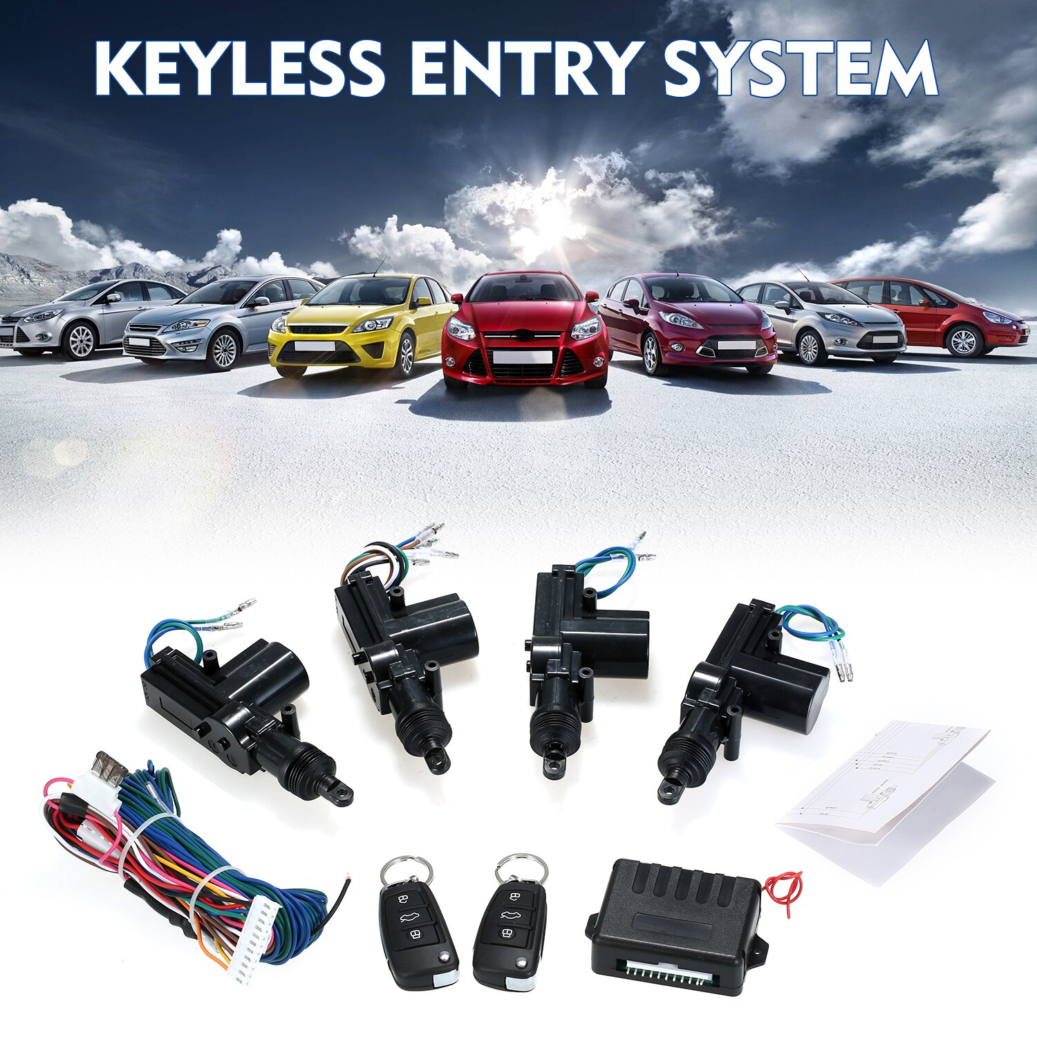 12V Universal Car Remote Central Kit Locking Keyless Entry System with 2 Remote Control Trunk Pop