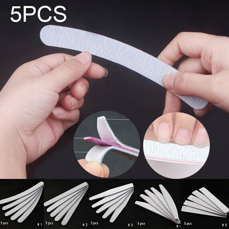 5Pcs Nagelvijl 100/180 Schuren Buffer Block Pedicure Manicure Buffing Polish Beauty Tools Professionele Nagelvijl