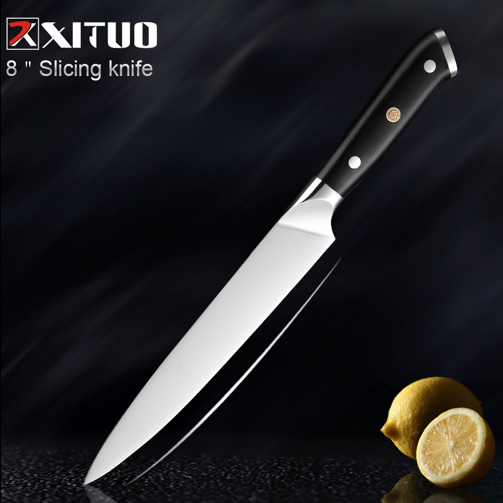 Xituo premium kjøkkenkniv sett høyytelses skarpt blad tysk stål kokkekniv verktøy santoku kniv hjemmelaget matlagingsverktøy: Kjøttøks